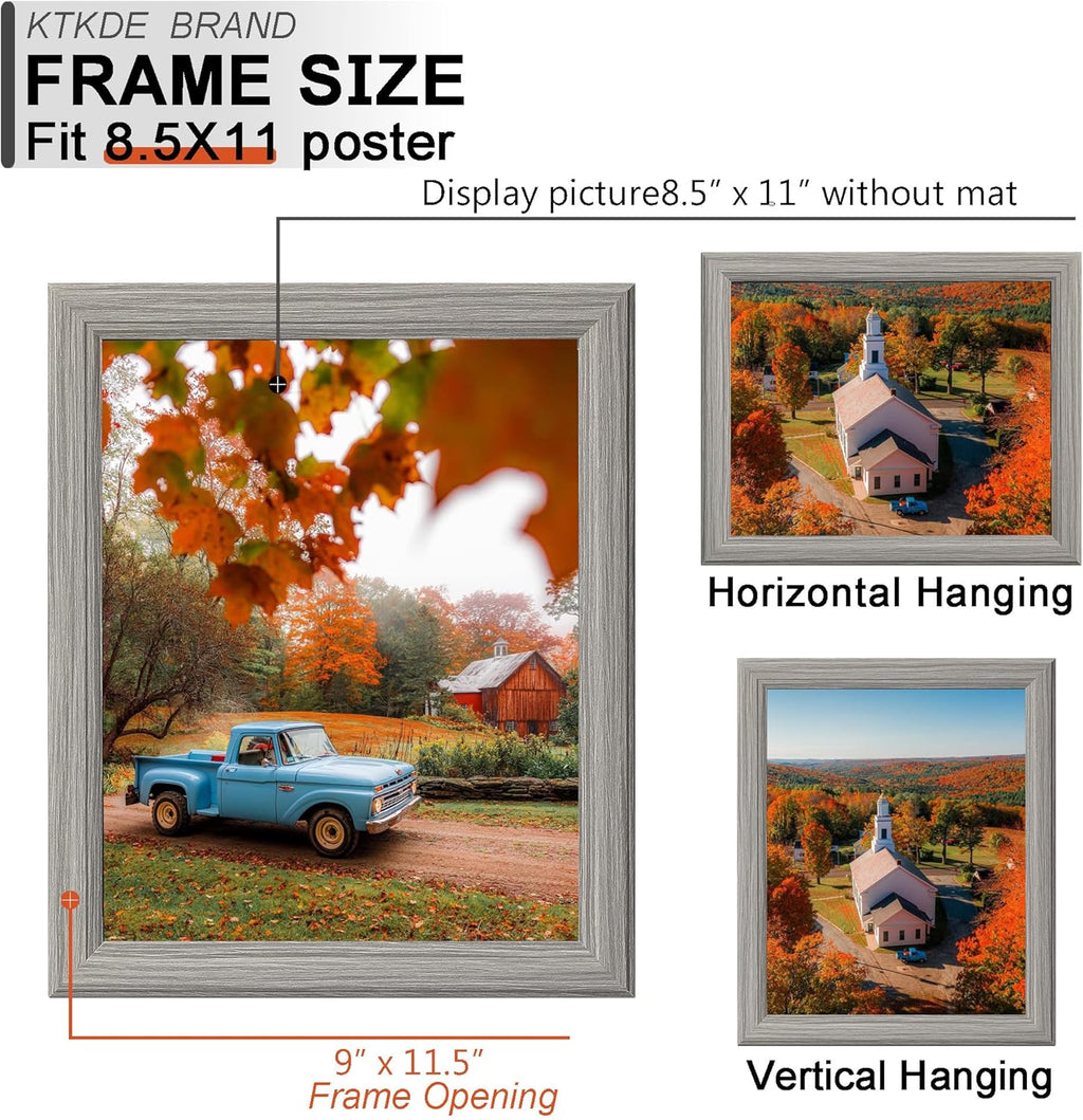 KTKDE 8.5x11 Picture Frame Set of 5,Certificate Frame Gray with Clear Plexiglass, 8.5 by 11 Picture Diploma Document Degree Frames for Wall and Tabletop,best gift