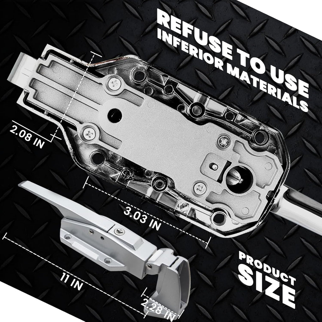 Walk in Cooler Door Closer Complete Latch Kit, Walk in Cooler Door Handle Radial Latch, Offset -1/5 In-3/5 in(Offset) and 5.9" Solid Metal Interior Release Handle (Foggy White)