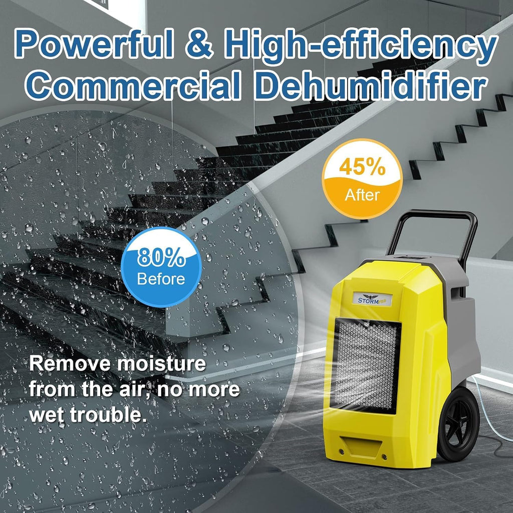 ALORAIR Storm Pro Commercial Dehumidifier 180 PPD, LGR Portable Dehumidifier with Pump, cETL Listed, 8 Years Warranty, LCD Display, for Clean-Up, Flood, Moisture