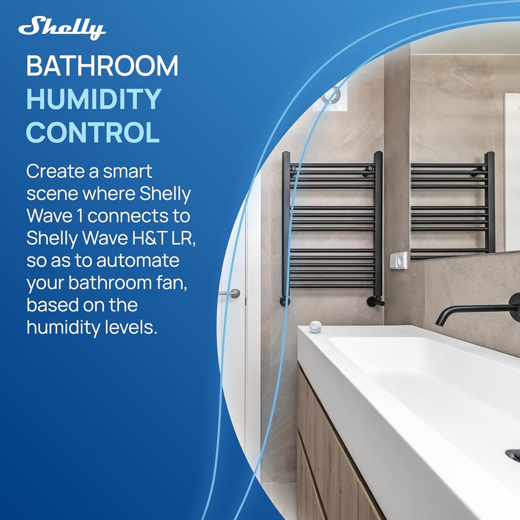 Shelly Wave H&T US White US LR, Z-Wave Long Range Indoor Smart Temperature & Humidity Monitor, Compatible with Alexa, Google Home, SmartThings, Home Assistant, Free Data Storage, Remote Monitoring