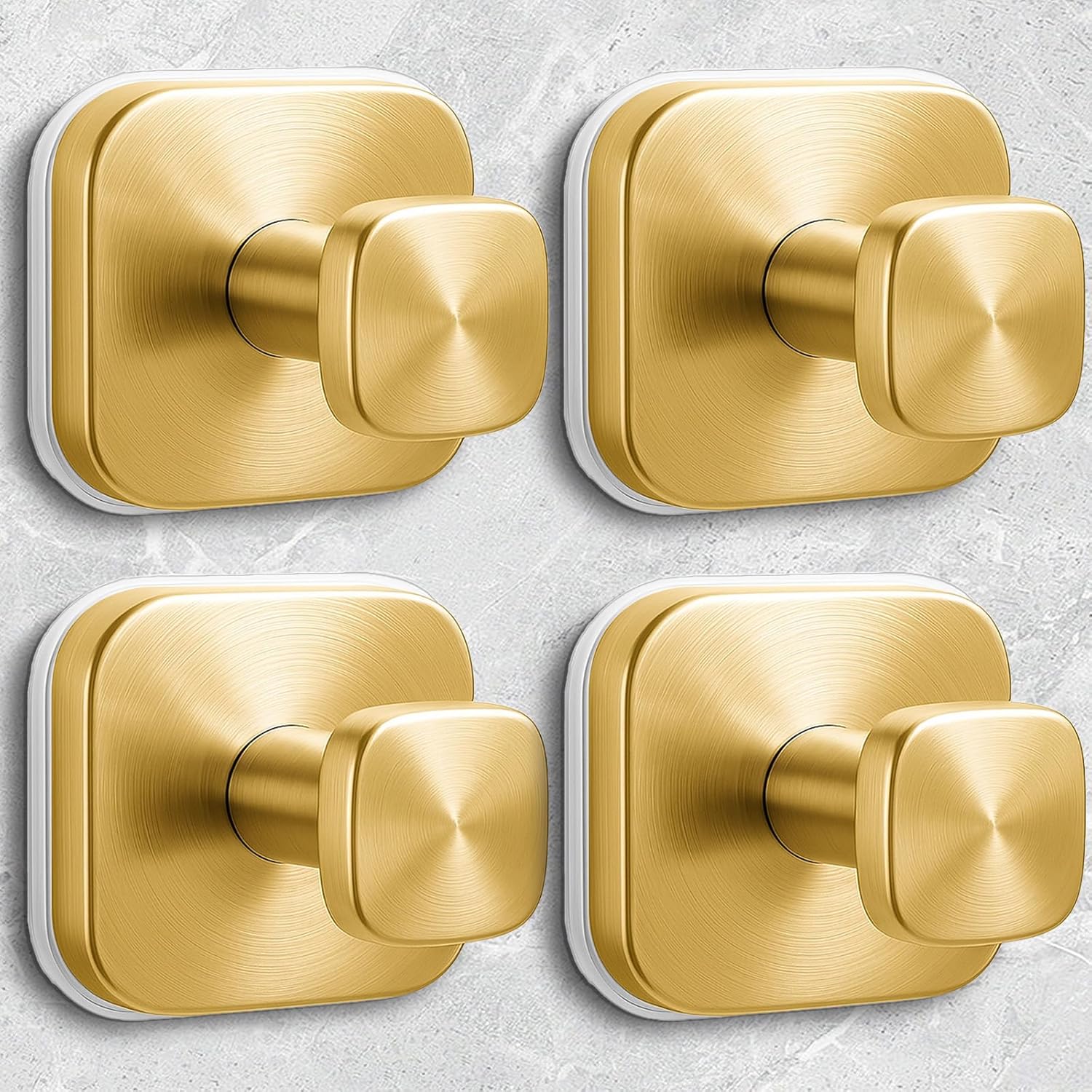 Shower Hooks for Inside Shower,Reusable Suction Cup Hooks for Glass Window,Mirror,Removable Towel Hooks for Bathroom,4 Pack(Gold)