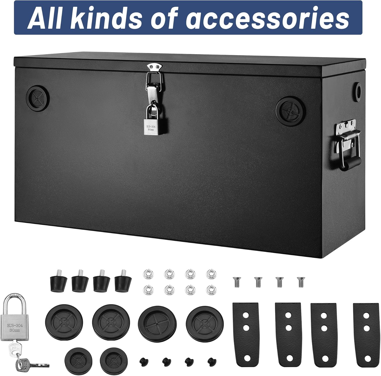 Steel Battery Box for Car, RV, Marine & Trolling Motor – Dual Battery Relocation Kit with Lock and Sealing Gaskets