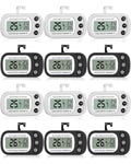 Frienda 12 Pack Black and White Digital Fridge Thermometer Waterproof Refrigerator and Freezer Room Max/min Record Function LCD Screen Refrigerator Thermometer with Hook and Magnetic Back for Home