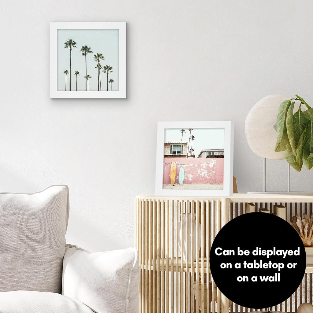 Americanflat 8x8 Picture Frame with Shatter-Resistant Glass - Signature Collection - Gallery Style Frames Made of Engineered Wood - Square Frame for Tabletop and Wall Display - White