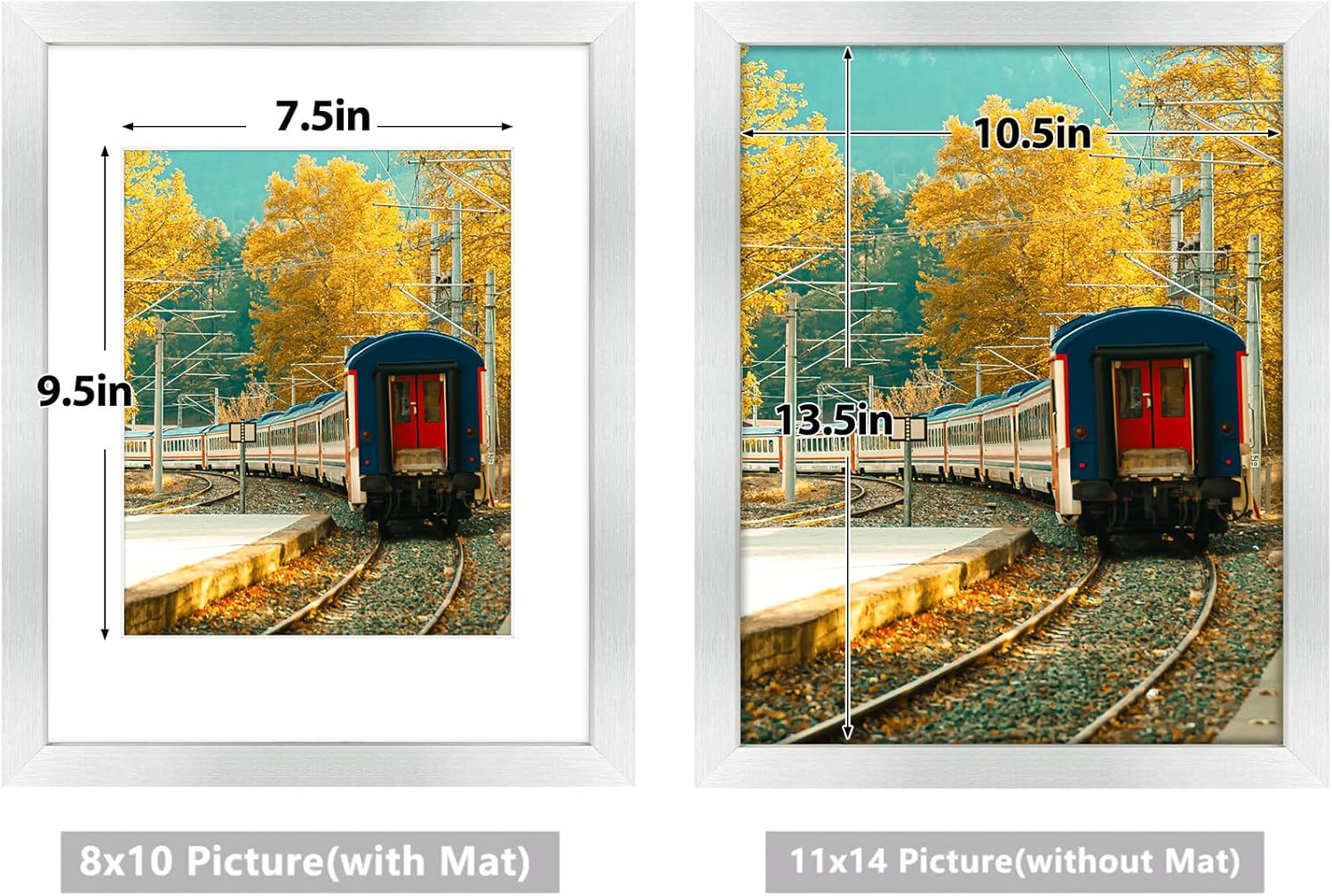 Golden State Art, 11x14 Picture Frame with Mat for 8x10 - High Definition Glass Wall Mounting Horizontal Vertical Display (Silver, 2 Pack)