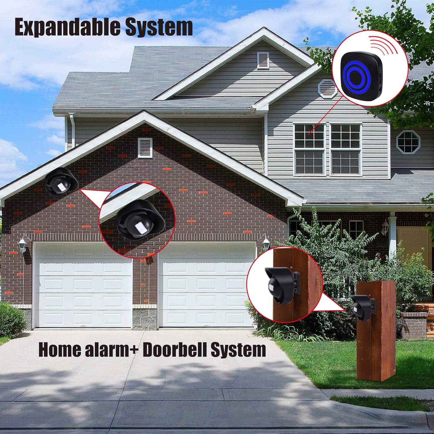 Driveway Alarm-328ft Long Range Wireless Driveway Alarm Weatherproof Outdoor Motion Sensor&Detector Security Alert-Protect Outdoor/Indoor Property-1 Receiver and 4 Sensors-38 Chimes