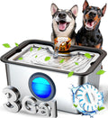 3Gal Dog Water Fountain SS304,Large Ultra-Purification Cat Drinking Dispenser with Visual Window,Widely Drinking Area,Deep Purification Filter,Triple Waterfall Structures,Low Water Indicator