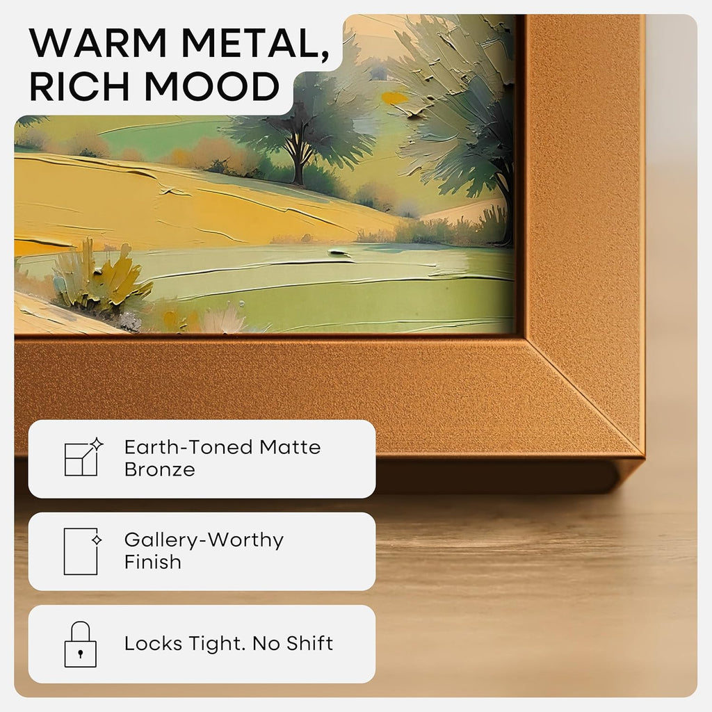 Homeforia 10x13 Bronze Picture Frame, High End Metal 10x13 Brass Frames with Mat 8.5x11, 10 x 13 Poster Frames Matted to 8.5 x 11 inch Photo, 10 by 13 Bronze Frames, Tempered Glass, Wall Kit, Set of 1