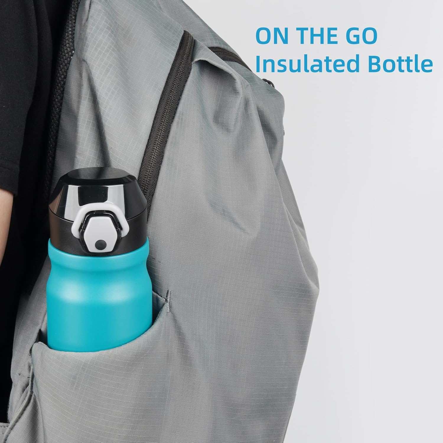 Insulated Water Bottle with Straw and Carry Loop,18 oz Stainless Steel Double Wall Vaccum Metal Water Flask with Leak-proof Lid,Blue