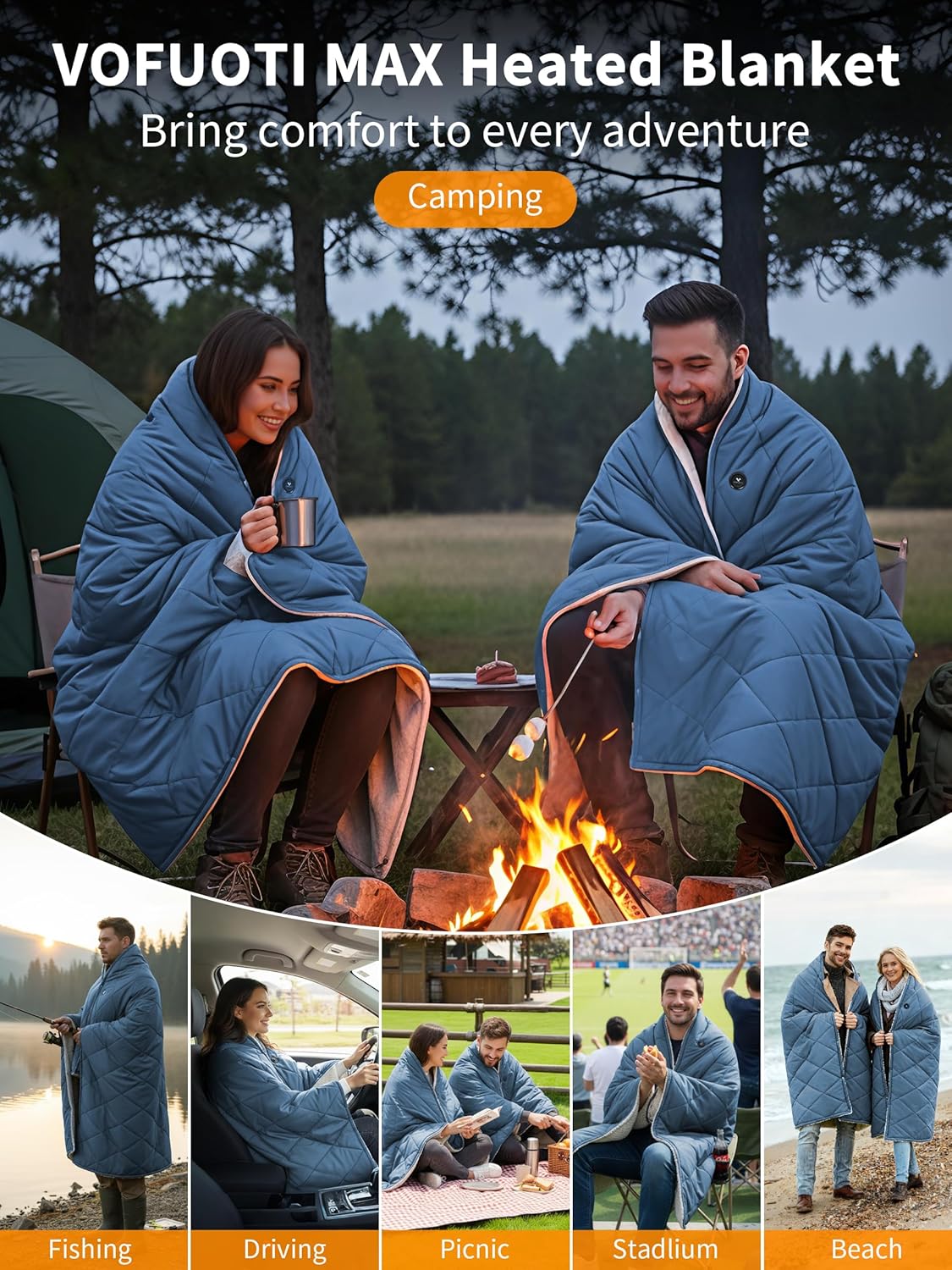 Heated Blanket Battery Operated,12V Heated Shawl Throw Blanket,Cordless heating pad with 15000 battery,Wearable Heated Blanket,Sherpa Lining,3 Heating Set for Car,Camping,Backpacking,Hiking,Travel