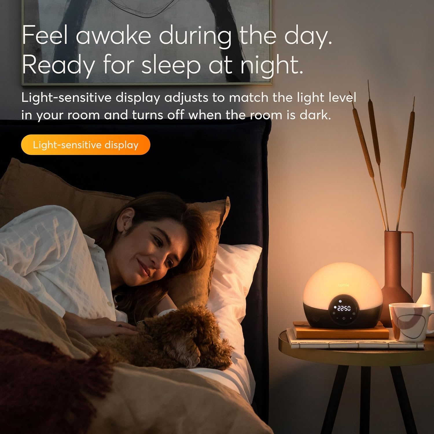 Lumie Bodyclock Glow 150 - Sunrise & Sunset Alarm Clock - Bedside Lamp with Custom Light Duration - Wake-Up, Night & Reading Light - Warm LEDs