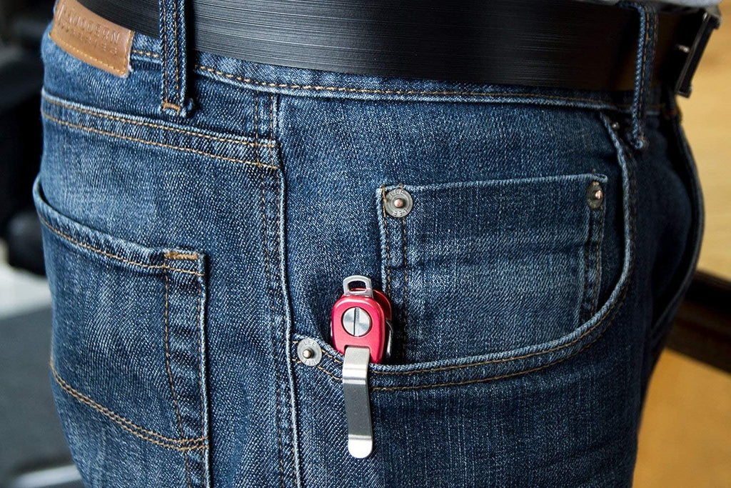KeySmart Rugged - Multitool Key Holder for Keychain w/Bottle Opener and Pocket Clip, Key Organizer for Key Chain, EDC Keychains, Key Ring for Car Fobs Key Chains, Expandable (Up to 14 Keys, Red)