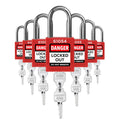TRADESAFE Lockout Tagout Locks Set - 7 Red Loto Locks, Lockout Locks Keyed Different, 2 Keys Per Lock, OSHA Compliant Lock Out Tag Out Padlocks, Safety Padlocks for Electrical Lockout Tag Out Kits