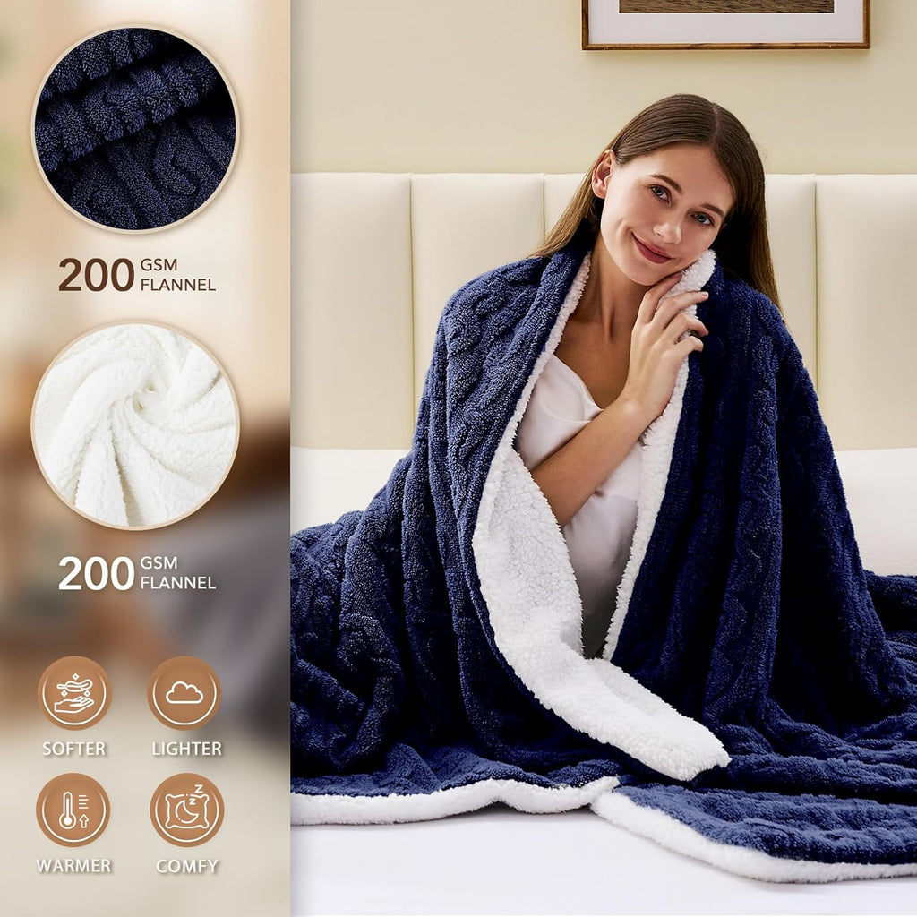 Homemate Electric Heated Blanket King - 100"x90" Heating Bed Blankets Throw with 10 Heating Levels 8 Hours Auto Off Fast Heating Over-Heated Protection Ultra Soft Warm Flannel ETL Certified