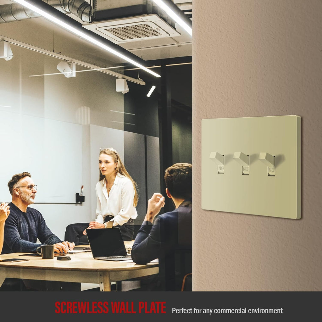 ENERLITES Screwless Triple Toggle Switch Wall Plate, Child Safe Light Switch Cover, Standard Size 3-Gang 4.68" x 6.53", Unbreakable Polycarbonate Thermoplastic, UL Listed, SI8813-I, Glossy, Ivory