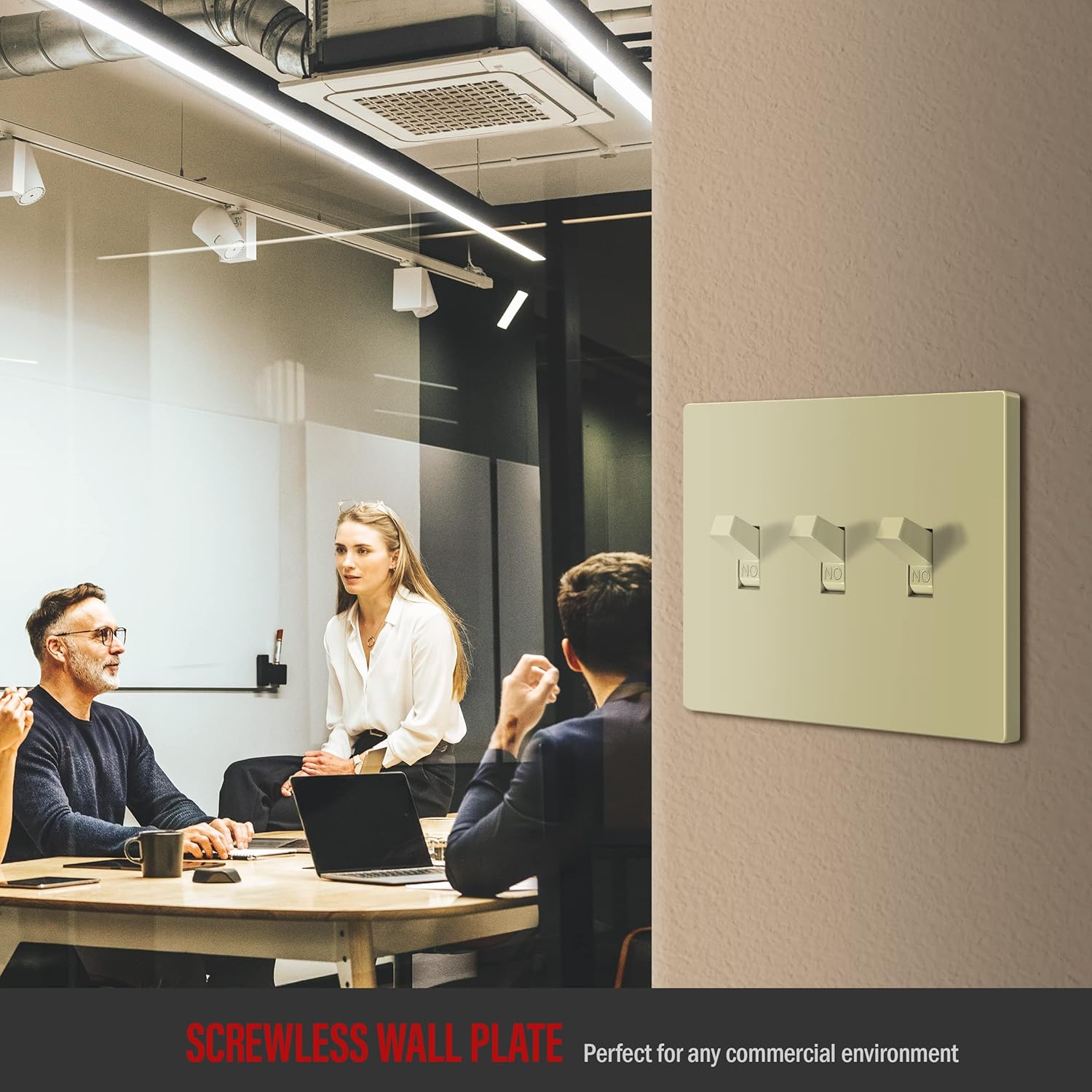 ENERLITES Screwless Triple Toggle Switch Wall Plate, Child Safe Light Switch Cover, Standard Size 3-Gang 4.68" x 6.53", Unbreakable Polycarbonate Thermoplastic, UL Listed, SI8813-I, Glossy, Ivory