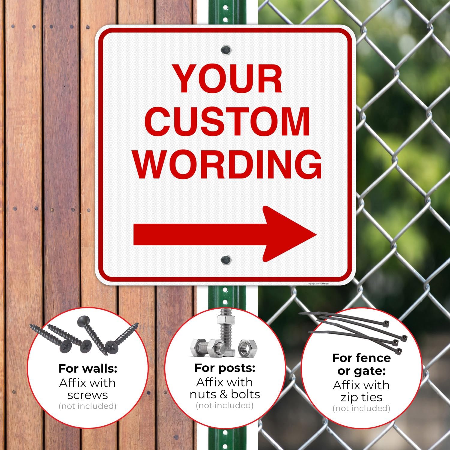 Custom Square Left or Right Arrow Sign, Personalize for Office, Business, Workplace, Office, Home, Airbnb, Delivery Signs, 30x30 Reflective.080 Aluminum, Fade Resistant Made in USA