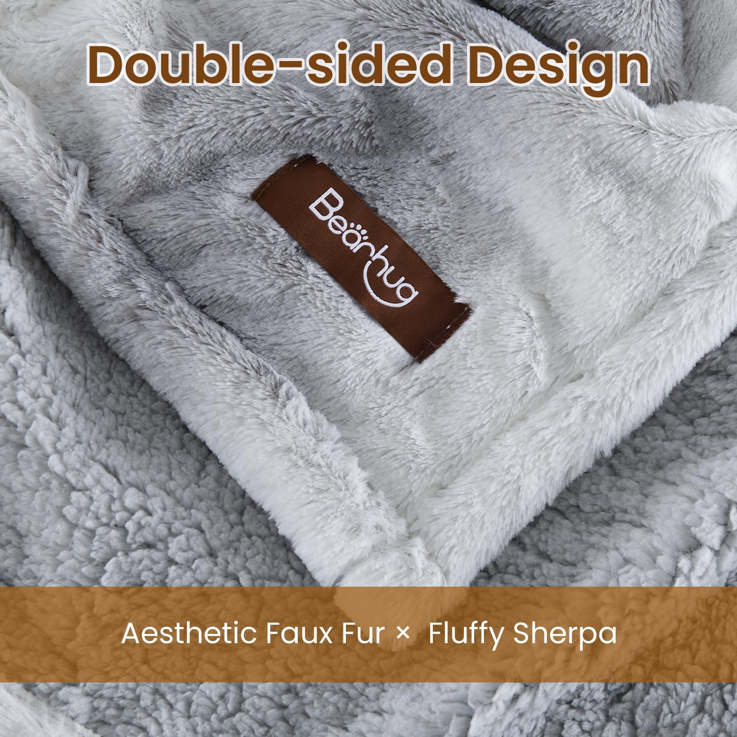 Bearhug Electric Blanket King Size 100" x 90" Dual Controllers Heated Blanket, 10 Heat Settings, 1-12 Hour Auto Shut-Off, Faux Fur & Sherpa Dual-Sided, Machine Washable, Gift-Ready Elegant Packaging