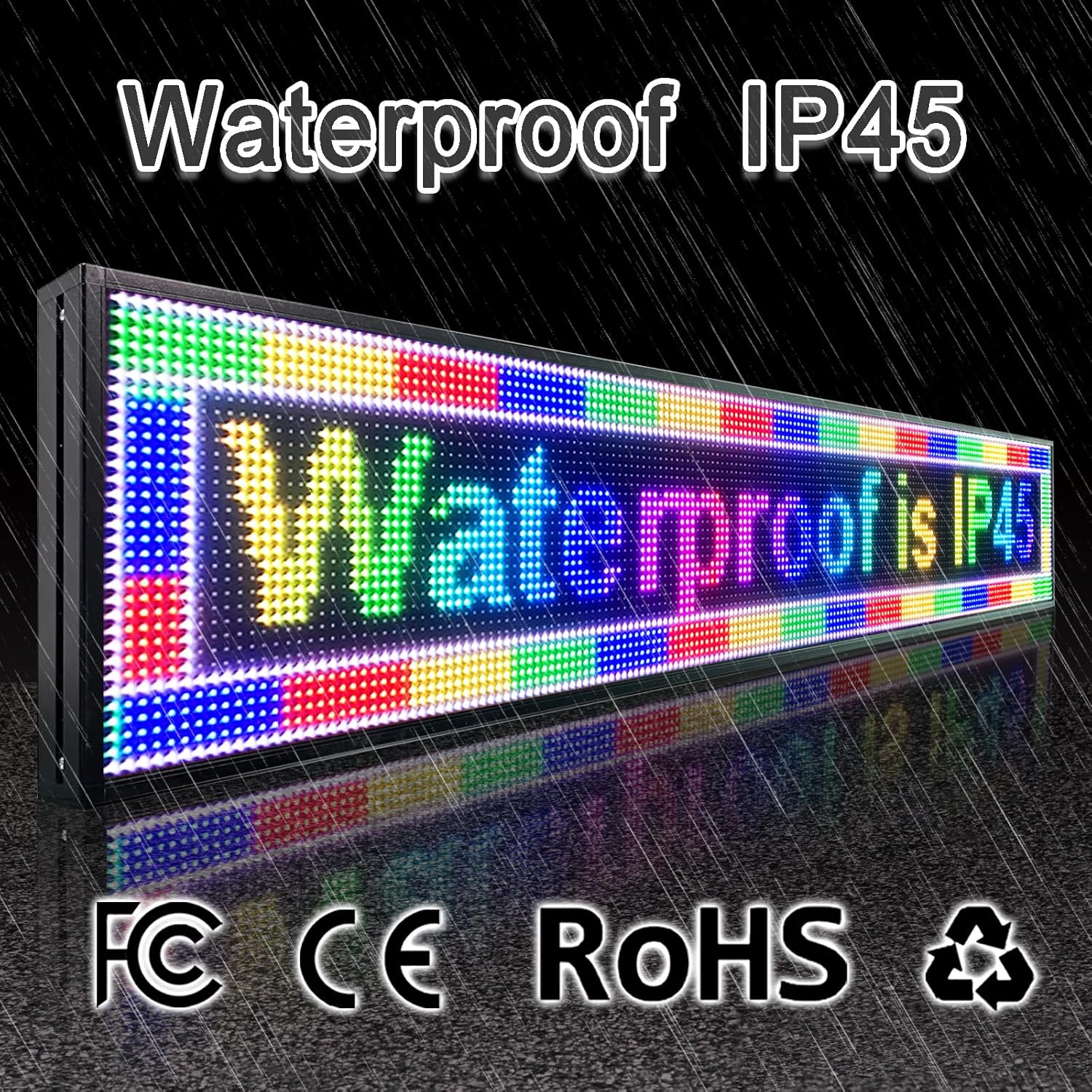 77"x14" P10 Outdoor Waterproof LED Digital Sign – Commercial Advertising Screen with Remote Content Management, HD Display for Zoos, Resorts, Gas Stations, Hotels, Events & Outdoor Promotions