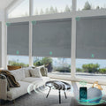 Yoolax Smart Blinds, Motorized Matter Solar Shades Flame Resistat Automatic Blinds for Windows Motorized Shades Compatible with Alexa, Google Home, Homekit(Solar-3% Openness Twilight Gray)