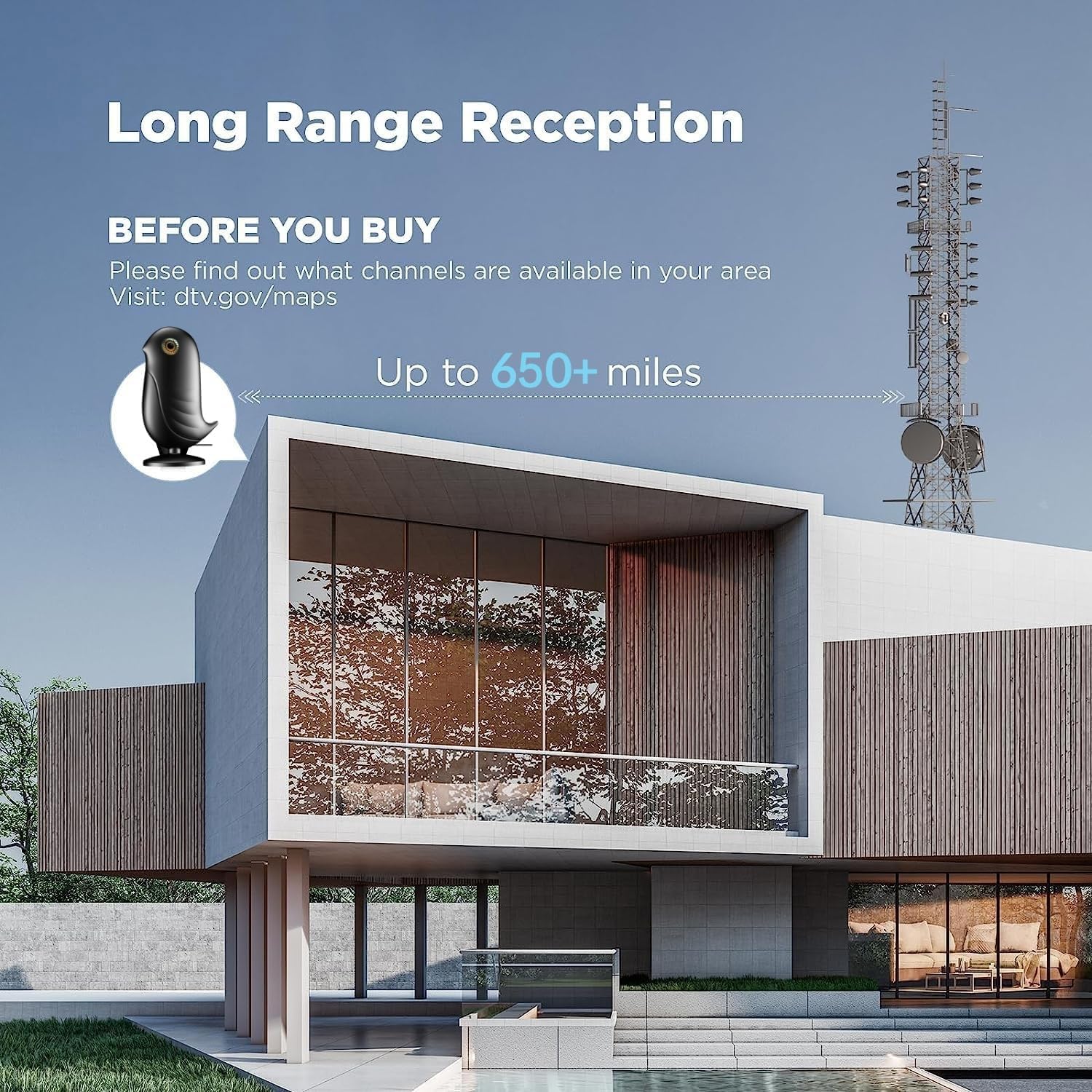 1200+ Miles Long Range HD Antenna for Smart TV and All Older TV's,Digital TV Antenna Indoor for Local Channels,Supports 4K 1080P HD with Amplifier Signal Booster and 18ft Cable (Black)