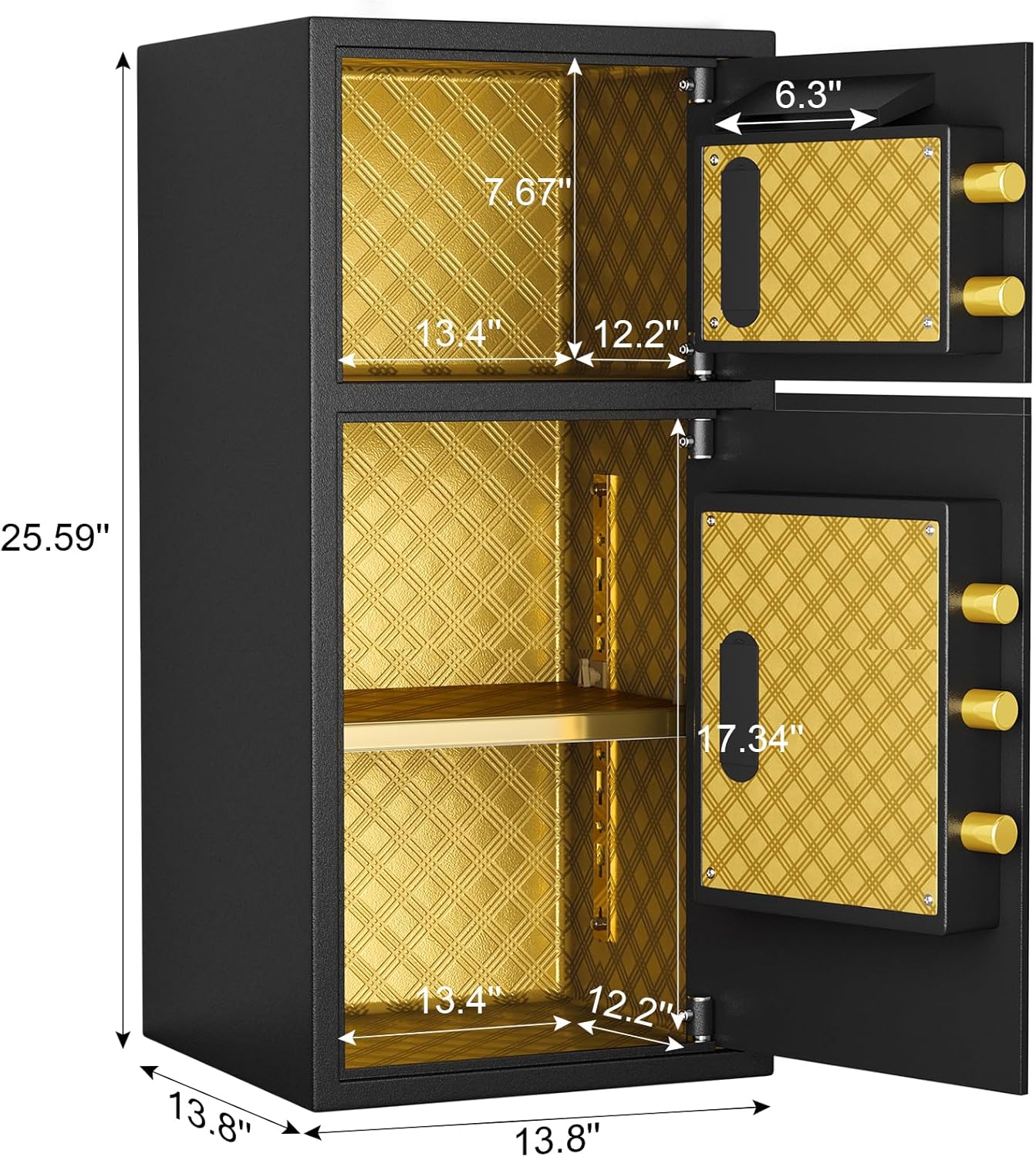 6.0 Cu Ft Large Double-Door Coin-Operated Digital Safe with Fireproof & Waterproof Bag,Hidden Code,Coin Slot,Thickened All-Steel Construction,Extra Storage,Wall/Floor Mountable for Home/Office/Hotel