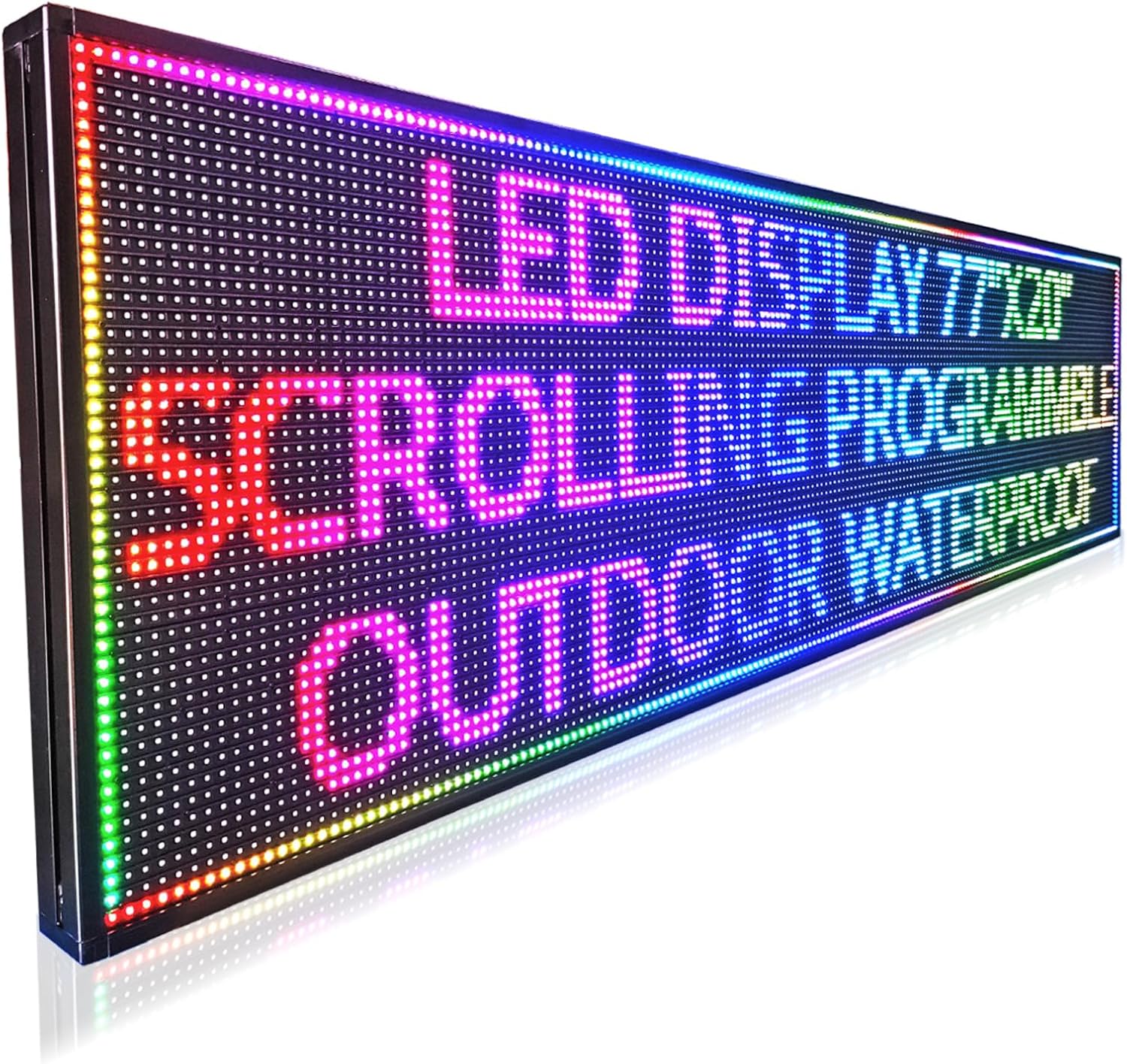 HS Programmable Scrolling Led Sign, Digital Signs Outdoor Waterproof ,Electronic Message Display Board ,Open neon Signs, Full Color High Brightness Big P10 77’’x20’’for Business Store Advertisement Public, APP control