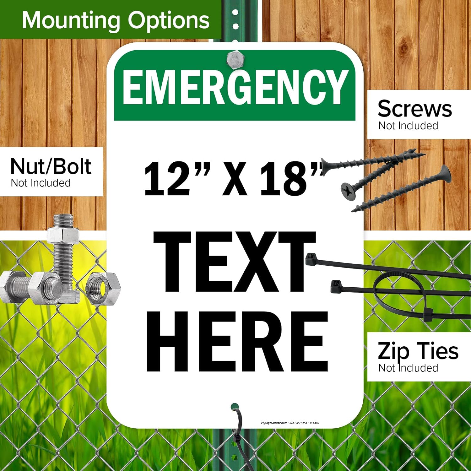 Custom Emergency Sign, OSHA Sign, 12x18 Inches, Rust Free .063 Aluminum, Fade Resistant, Made in USA by My Sign Center