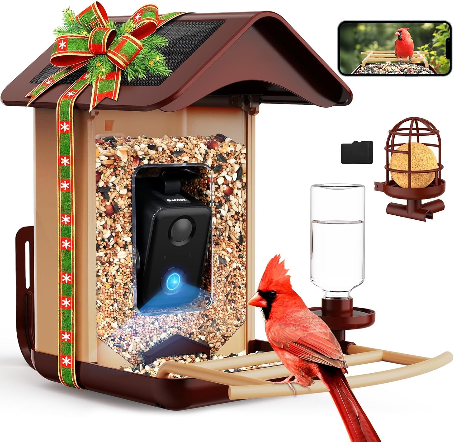 BIRDLEGEND® BL01 Bird Feeder with Camera Solar Powered, Free AI Smart Camera Bird Feeder with 64GB Card DIY Add-ons 1080P Live Auto Capture Videos Pictures, Gifts for Birdlover Mom Dad, 2.4GHz WiFi