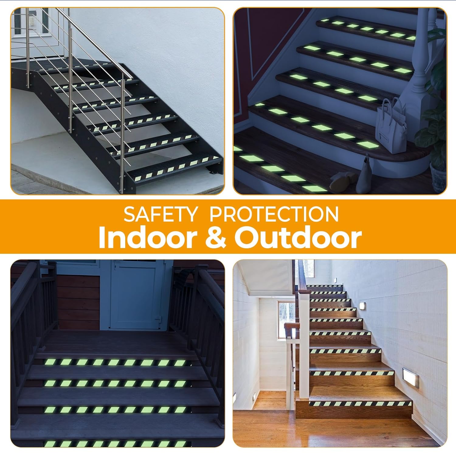 Anti Slip Tape Glow in The Dark Tape, Non Slip Grip Tape for Stairs, Outdoor Waterproof, High Friction, Stair Tread, Indoor Safety, Luminous Green, 2 Inch x 16 Feet