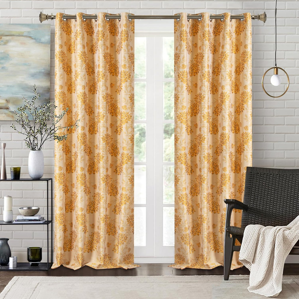 Deco Window Adjustable Curtain Rod for Windows 18 to 44 Inch (Pack of 1) Extendable Heavy Duty 1 Inch Iron Drapery Pole with Finials Wall Mounted French Door Curtain Rods (Brass)