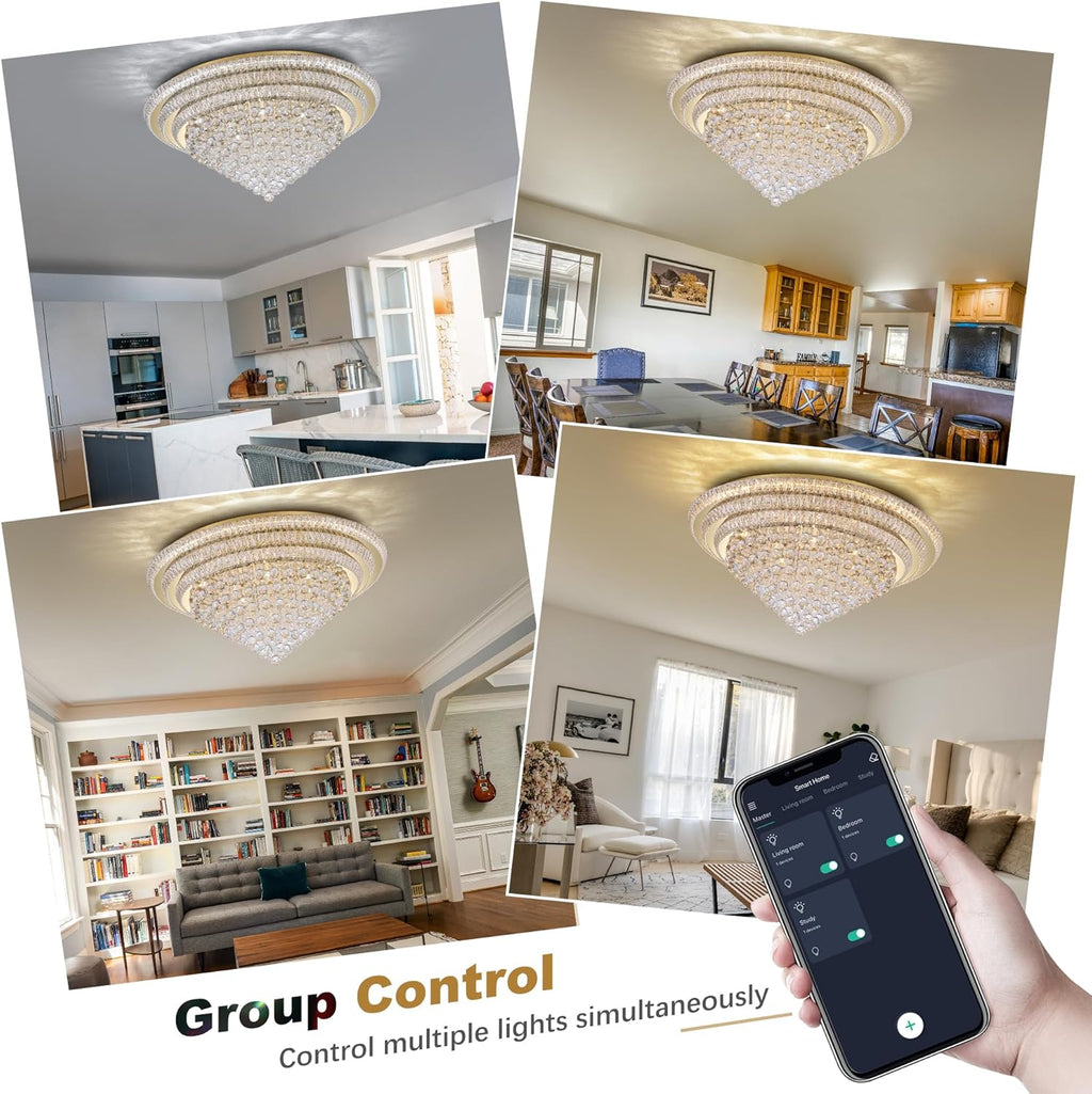 40" LED Crystal Raindrop Ceiling Light,Rose Gold, Large Elegant Semi Flush Mount Chandelier Light Fixture with Remote Control for Living Room Kitchen Bedroom Hallway Entryway Foyer(Dimmable)