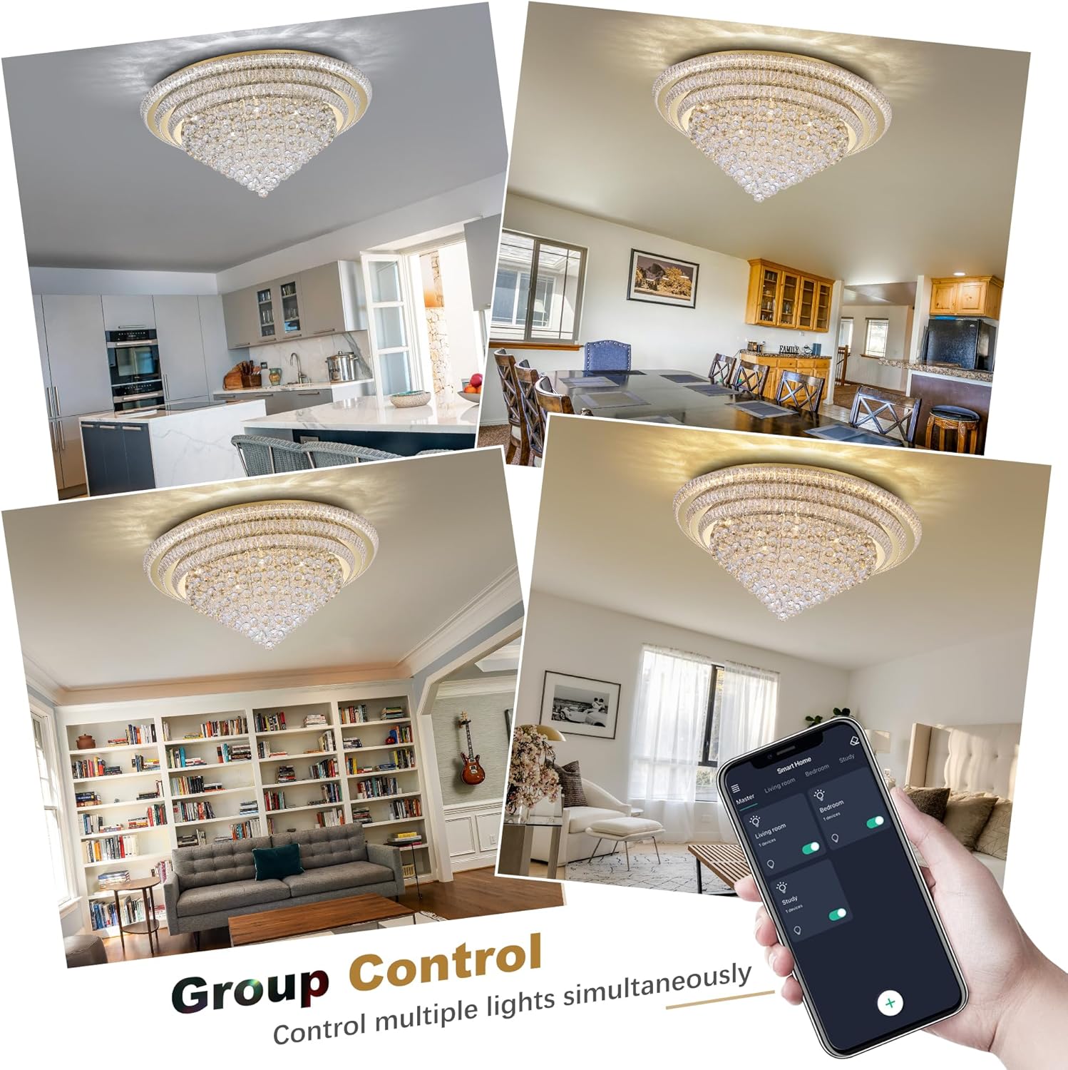 40" LED Crystal Raindrop Ceiling Light,Rose Gold, Large Elegant Semi Flush Mount Chandelier Light Fixture with Remote Control for Living Room Kitchen Bedroom Hallway Entryway Foyer(Dimmable)