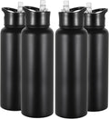 VEGOND 40 oz Insulated Water Bottle Bulk Stainless Steel Metal Water Bottles with Leak Proof Straw Lid & Spout Lid, Wide Mouth Double Walled Vacuum Travel Sports Bottle, 4 Pack