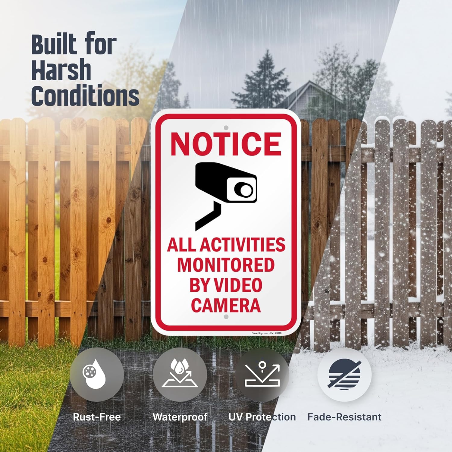 SmartSign Notice All Activities Monitored By Video Camera Sign - 2 Pack, 18 x 12 inch, 2mm Aluminum Composite, Red/Black on White, Made in USA