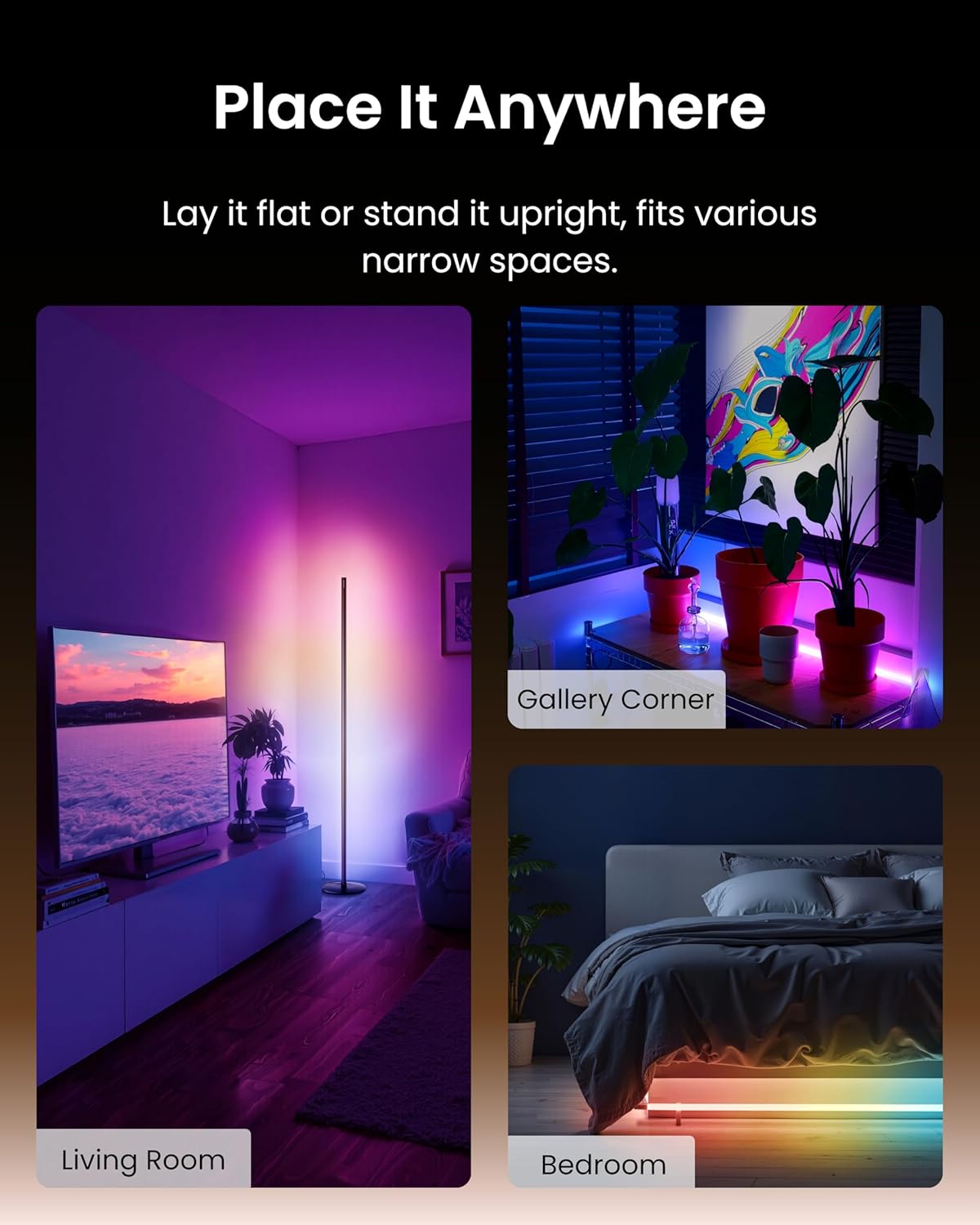 SwitchBot Smart RGBICWW Voice/APP Controlled Floor Lamp with Matter, Warm & Cool White, Alexa-Compatible Lamp, Works with Apple Home, Google Home – 1200lm Music Sync, Lamp for Living Room for Bedroom
