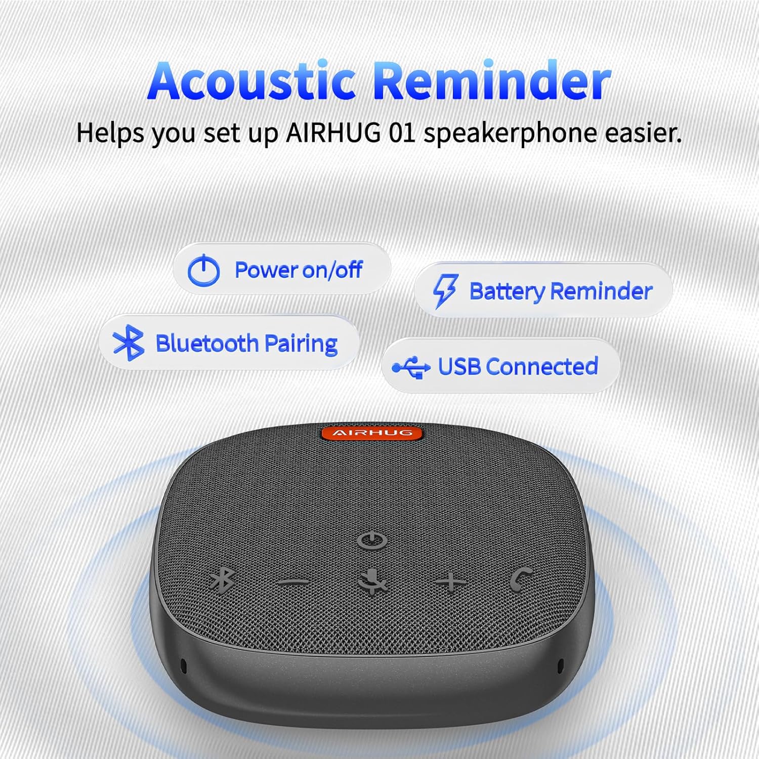 AIRHUG Conference Speaker and Microphone, Bluetooth Speakerphone with 360° Voice Pickup, Advanced Noise Reduction, USB-C Plug & Play, Compatible with Zoom and MS Team