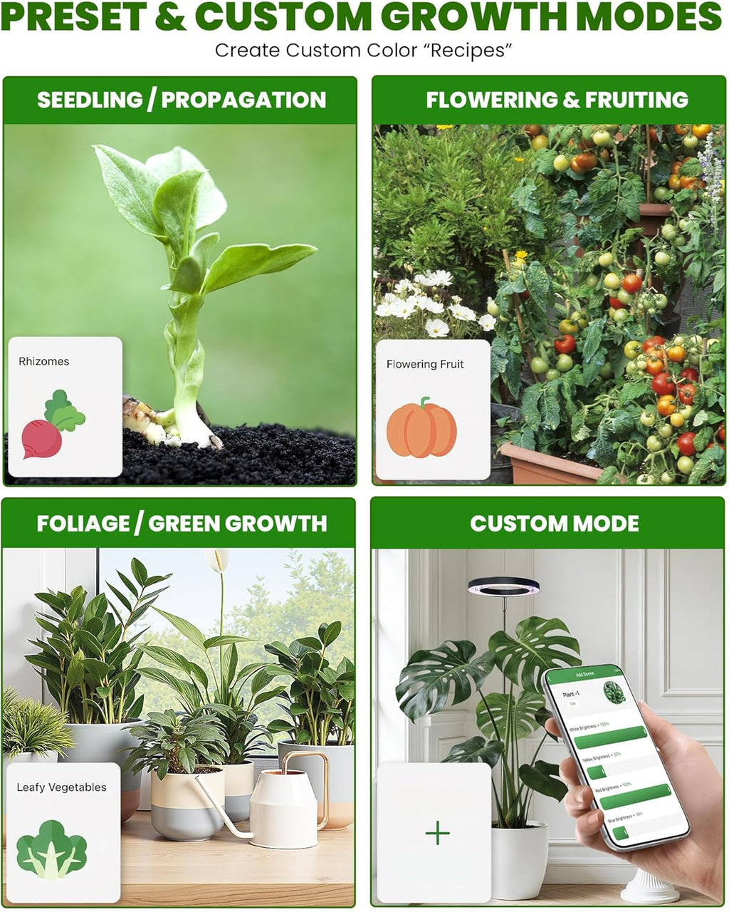 Plant Grow Light,yadoker Smart Plant Light Works with Alexa,Google for Indoor Plants,Height Adjustable,Customized Light Brightnesss,Multiple Timers