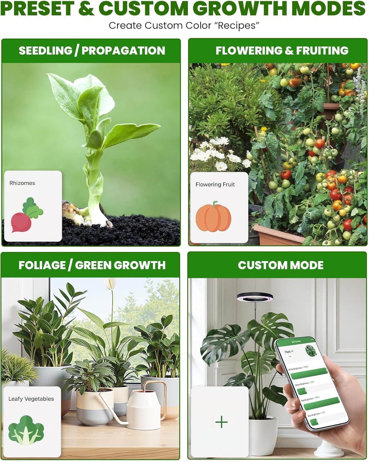 Plant Grow Light,yadoker Smart Plant Light Works with Alexa,Google for Indoor Plants,Height Adjustable,Customized Light Brightnesss,Multiple Timers