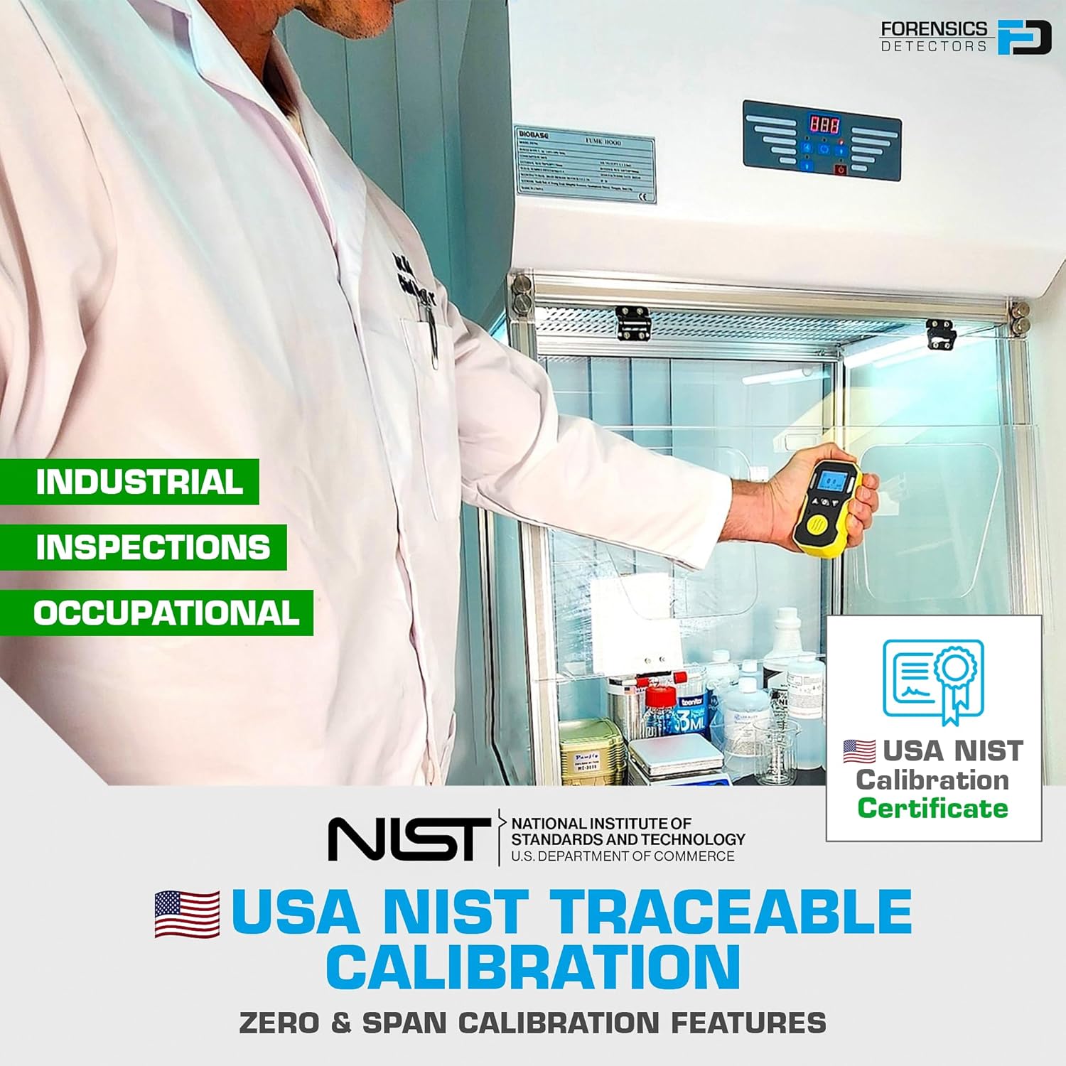 Carbon Monoxide CO Meter by Forensics | USA NIST Calibration | Dust & Explosion Proof | USB Recharge | Sound, Light and Vibration Alarms | 0-1000 ppm |