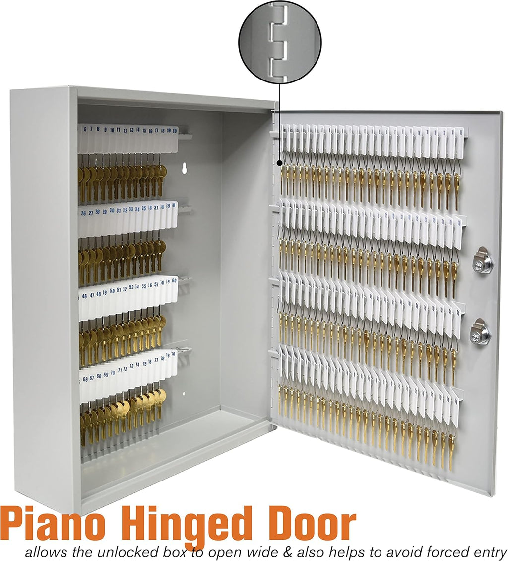 BankSupplies STEELMASTER 200 Key Cabinet - Dual Lock Control Key Box - Welded 22 Gauge Steel Construction - Scratch Resistant - Write-On Key Tags for Easy Identification