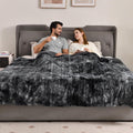 Bearhug Heated Blanket Full Size 77"x 84", Marble Black Electric Blanket, Reversible Faux Fur & Sherpa, 10 Heating Levels & 1-12H Auto Off, Over-Heat Protect, ETL, Washable Heated Blanket