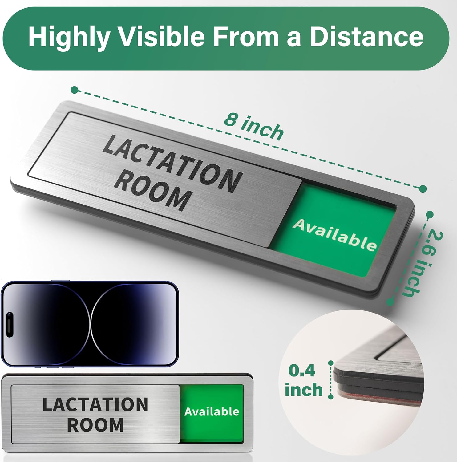Lactation Room Door Sign with Slider, Do Not Disturb Privacy Office Sign, In Use/Available Acrylic Sliding Indicator for Business Hospital Home, Brushed Silver 8" x 2.6"