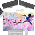 Heated Mouse Pad with 3 Temperature Settings(104°F–122°F),Large 24x14.2 Inch PU Leather Heated Desk Mat,Waterproof Warming Pad for Office,Gaming & Cold Hands Relief,Hummingbird Cherry Bloom