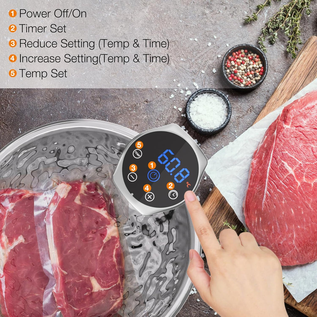 Sous Vide Machine 1100W Upgraded WIFI Sous Vide Cooker Ultra-quiet Working Cooker Immersion Circulator with Recipes(App Included), Accurate Temperature, Digital Timer, IPX7 Waterproof