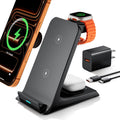 Wireless Charger for Thick Cases of 10MM/Otterbox/Popsocket Compatible, 3 in 1 Charging Dock for iPhone 17 16 15 14 13 Pro Max, Charging Station for Multiple Devices for Apple Watch/AirPods
