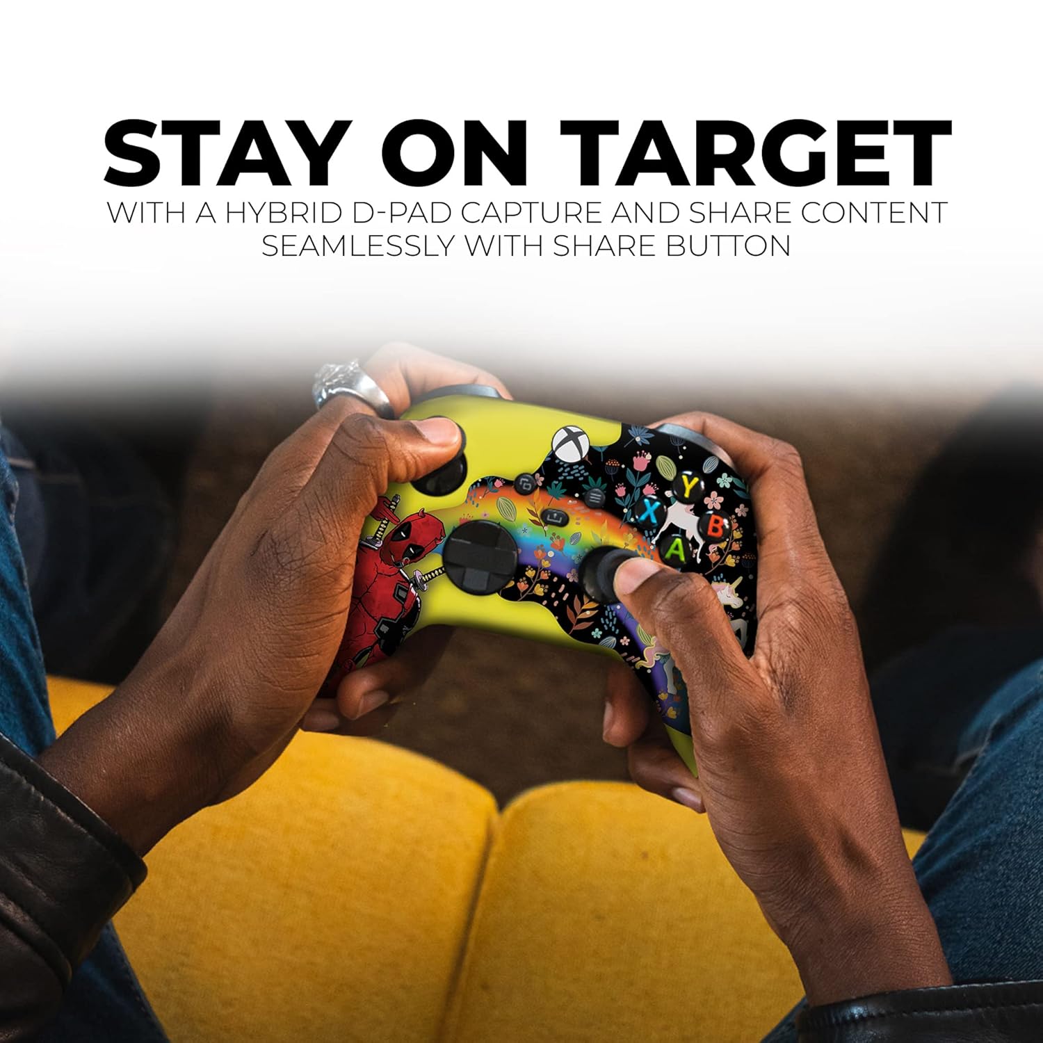 DreamController Deaddpool & Unicorn Custom X-box Controller Wireless compatible with X-box One/Series X/S Proudly Customized in USA with Permanent HYDRO-DIP Printing (NOT JUST A SKIN)
