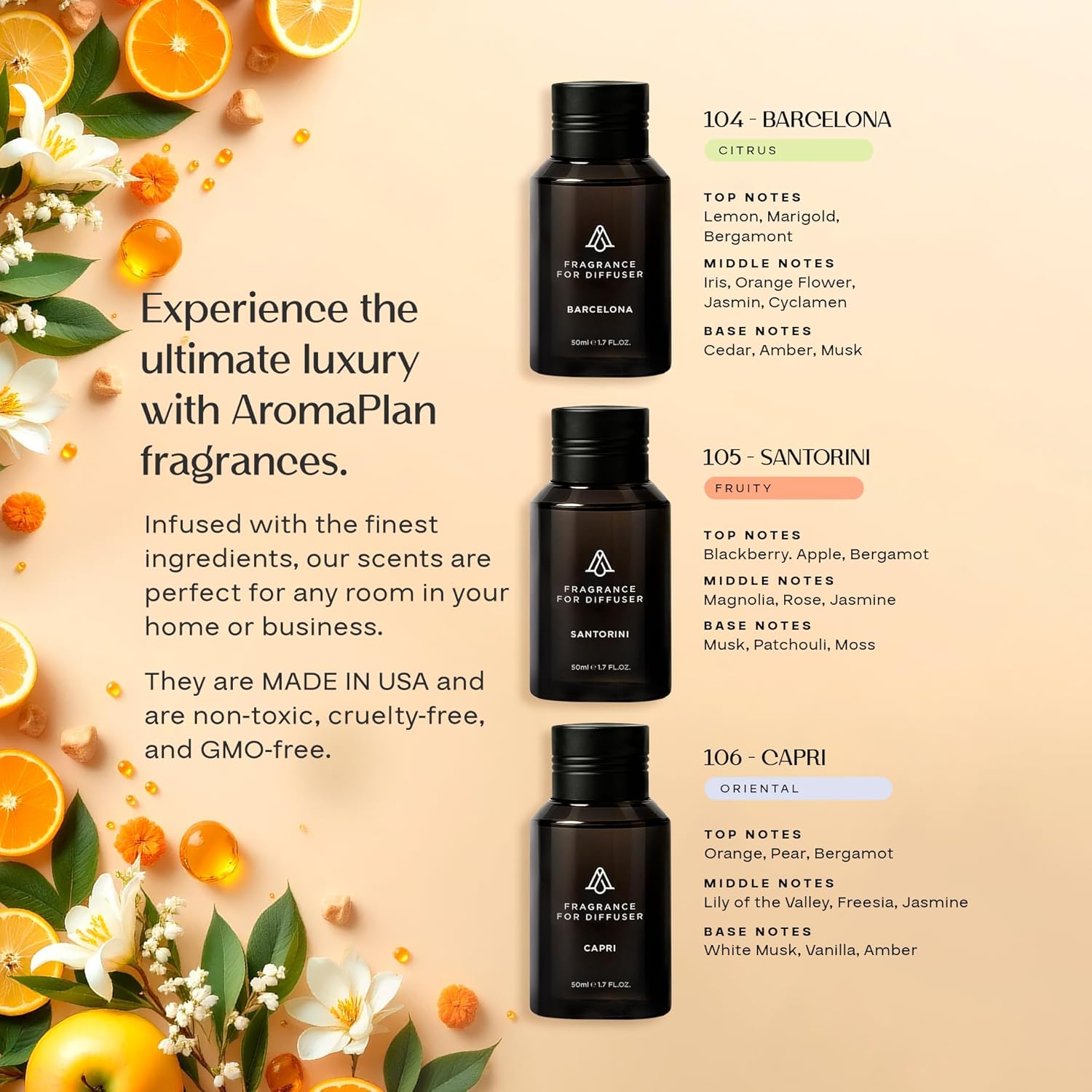 AromaPlan Home Destinations Collection Scents,Hotel Premium Collection Set- 5 Star Hotel Collection- Natural, Non-Toxic Cold Air Diffuser Oil -Gift Ready, Diffuser Oils Scent (3 Pack/1.7 fl.oz (50 ml)