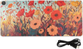 Heated Desk Pad Mouse Pad 31.5x13 Inch PU Leather Desk Mat with 3 Heat Levels Large Mouse Gaming Computer Laptop Mat Autumn Poppy Flowers