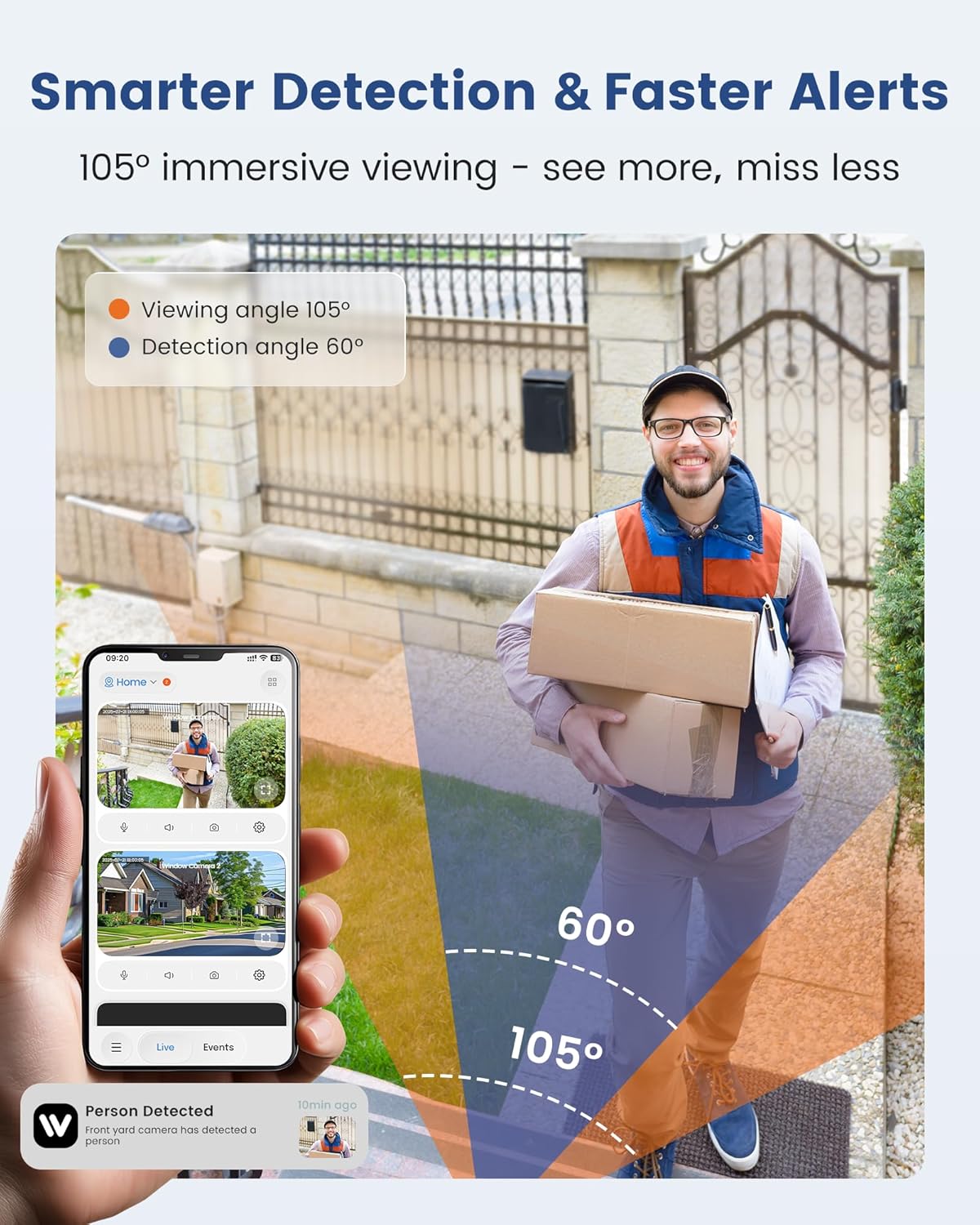 3MP 2K Window Camera, 2.4GHz WiFi Indoor Camera for Home Security, with Full-Color Night Vision, Person & Motion Detection, 2 Way Audio, 24/7 Recording, Easy Set Up, 2 Packs